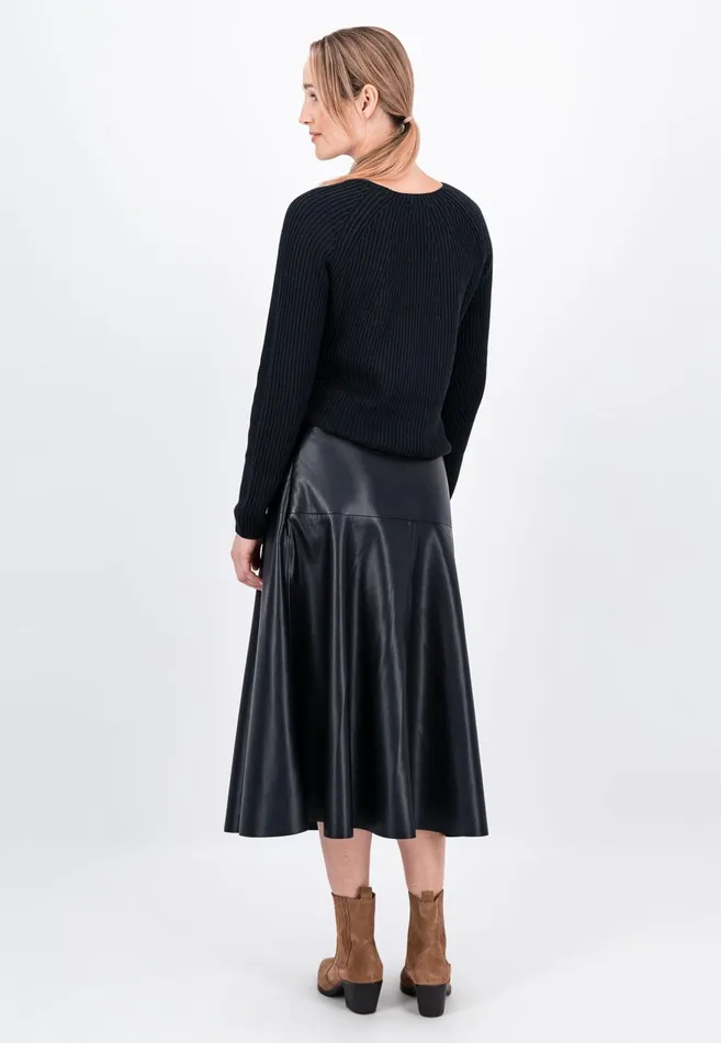 FYNCHHATTON Midi Skirt In Leather Look Black Women Skirts