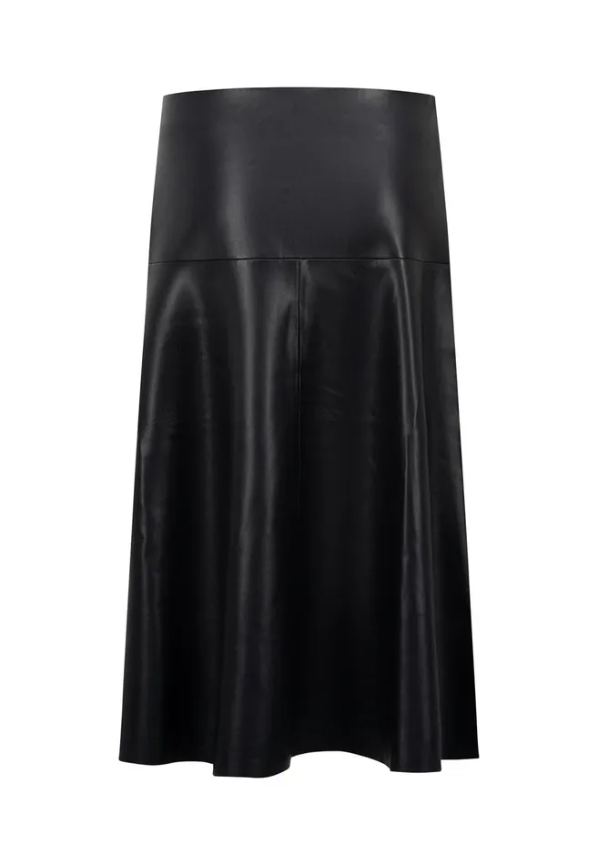 FYNCHHATTON Midi Skirt In Leather Look Black Women Skirts