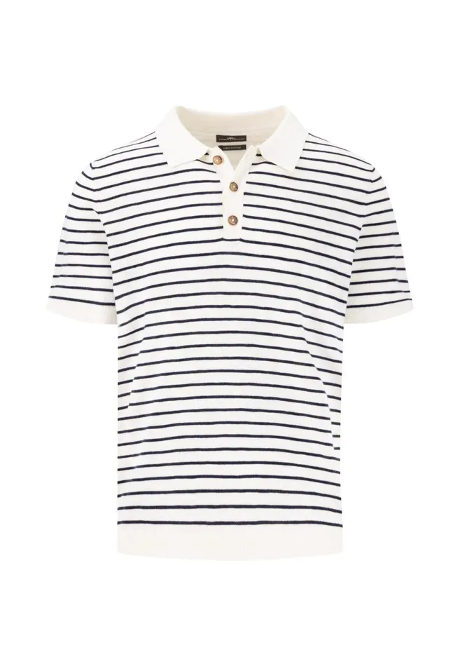 FYNCHHATTON Polo Shirt CasualFit With Strip Look Navynew Offwhite Men Polo Shirt