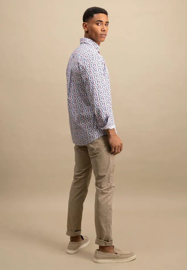 FYNCHHATTON Shirt With Even Point Pattern Poppy Redturf Green Men Shirts