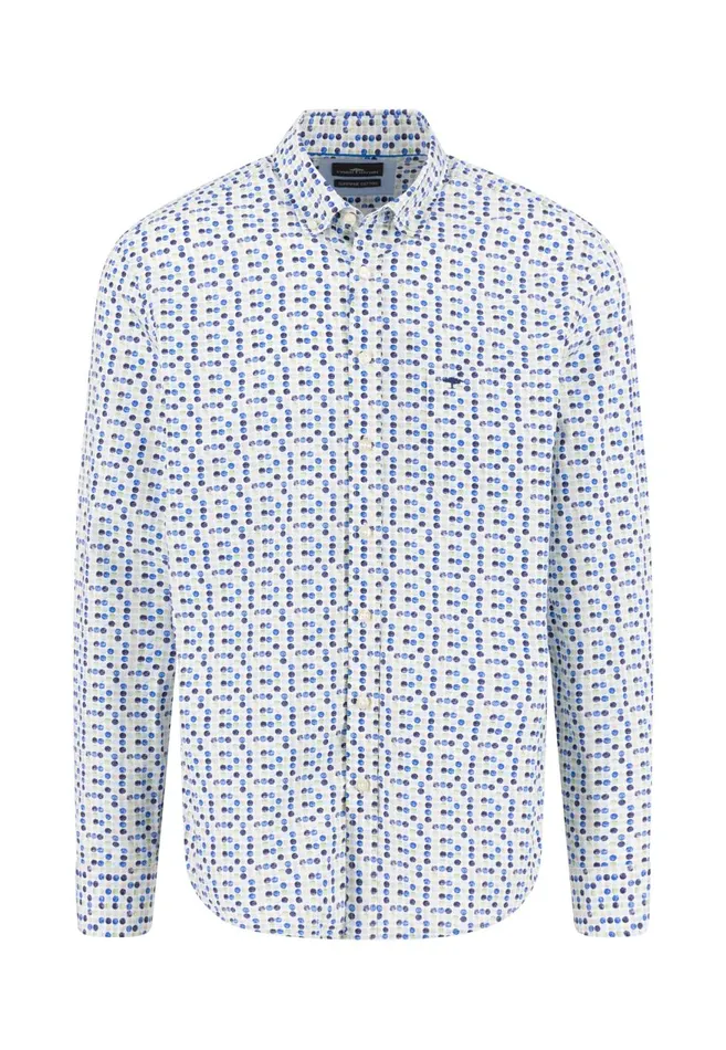 FYNCHHATTON Shirt With Even Point Pattern Poppy Redturf Green Men Shirts