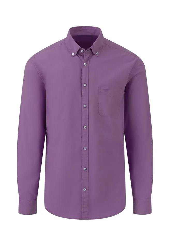 FYNCHHATTON Singlecolored Popeline Shirt With Buttondown Collar Soft Greencrystal Bluenavywhitedusty Lavender Men Shirts