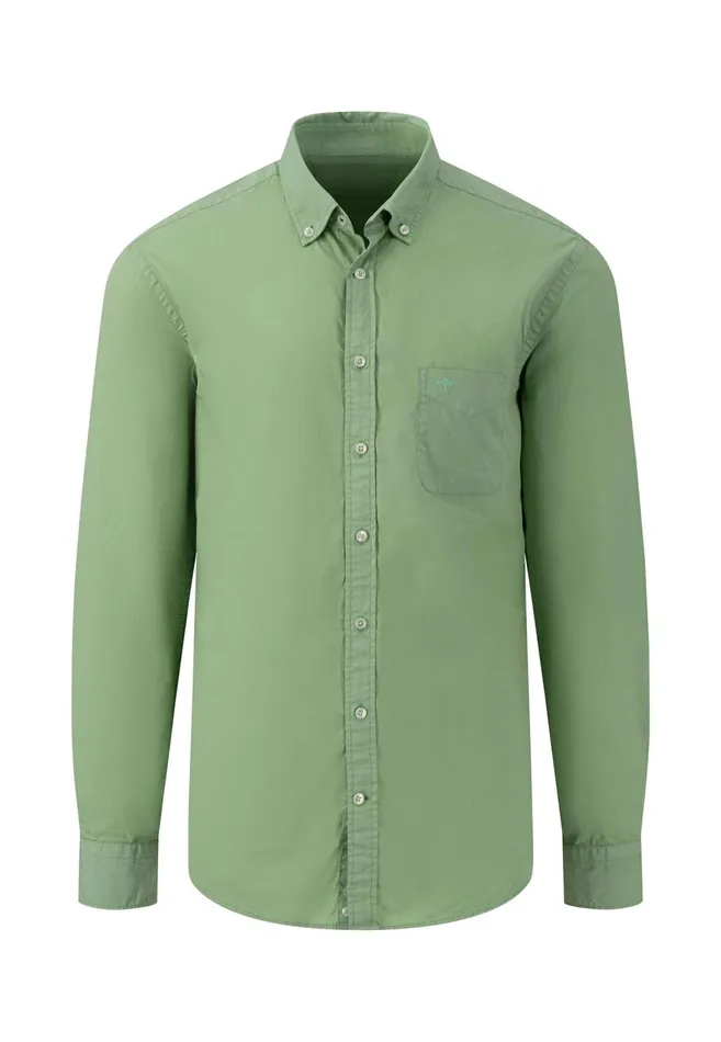 FYNCHHATTON Singlecolored Popeline Shirt With Buttondown Collar Soft Greencrystal Bluenavywhitedusty Lavender Men Shirts