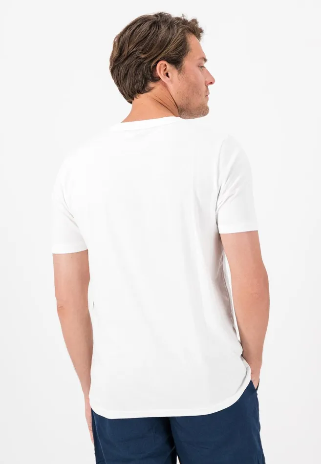 FYNCHHATTON Soft Tshirt With Botanical Front Print Whitenavy Men Tshirts