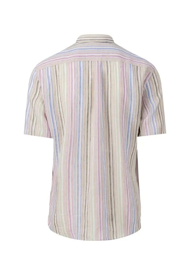 FYNCHHATTON Striped Linen Shirt With A Halk Whitenavycrystal Bluesoft Greendusty Olive Men Shirts