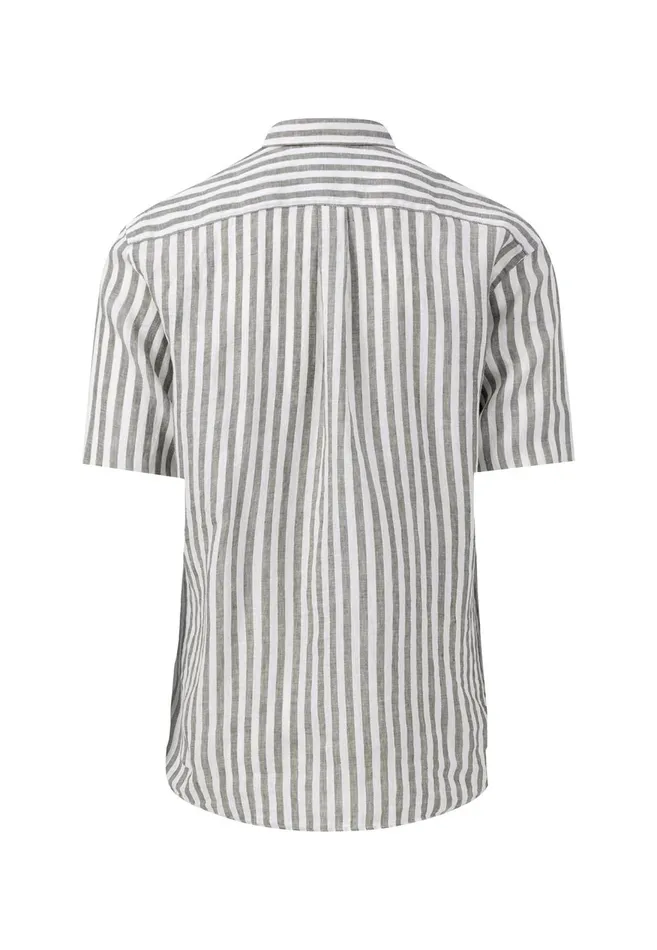 FYNCHHATTON Striped Linen Shirt With A Halk Whitenavycrystal Bluesoft Greendusty Olive Men Shirts