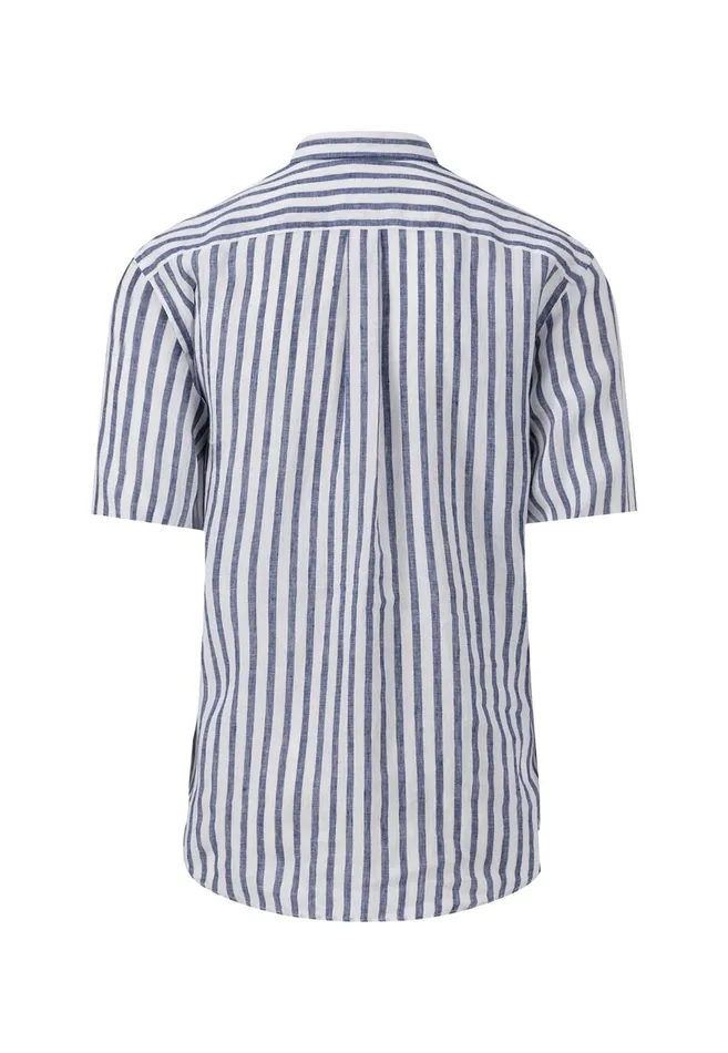 FYNCHHATTON Striped Linen Shirt With A Halk Whitenavycrystal Bluesoft Greendusty Olive Men Shirts