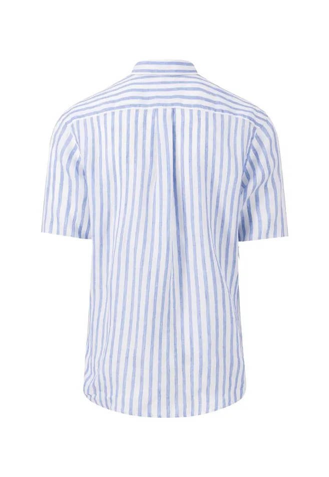 FYNCHHATTON Striped Linen Shirt With A Halk Whitenavycrystal Bluesoft Greendusty Olive Men Shirts
