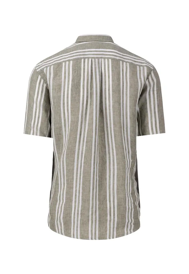 FYNCHHATTON Striped Linen Shirt With A Halk Whitenavycrystal Bluesoft Greendusty Olive Men Shirts