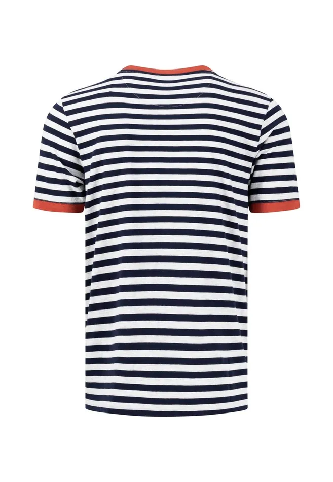 FYNCHHATTON Striped Tshirt With Contrast Details Navyrustvibrant Bluelight Khaki Men Tshirts