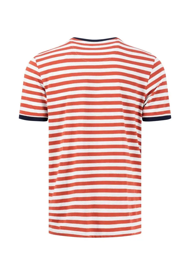 FYNCHHATTON Striped Tshirt With Contrast Details Navyrustvibrant Bluelight Khaki Men Tshirts