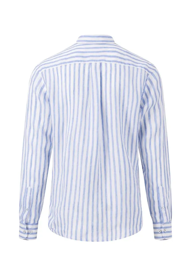 FYNCHHATTON Stylish Linen Shirt With Stripes Navycrystal Bluesoft Greenwhite Men Shirts