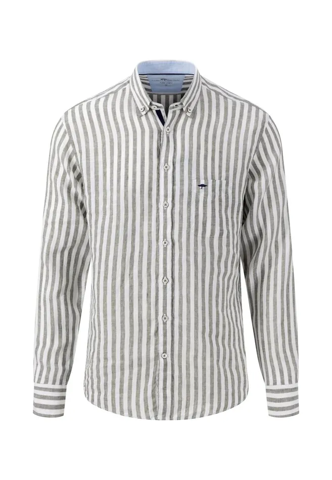 FYNCHHATTON Stylish Linen Shirt With Stripes Navycrystal Bluesoft Greenwhite Men Shirts