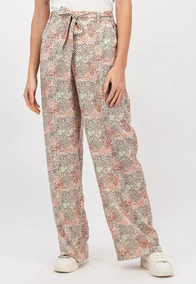 FYNCHHATTON Summer Wide Leg Pants With Minimal Print Reed Green Women Sale