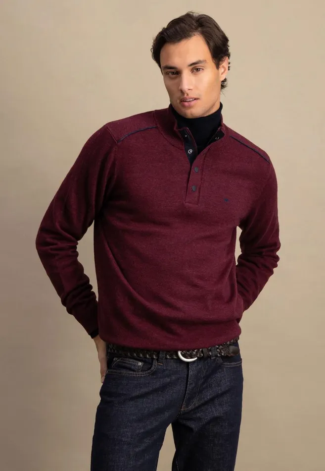 FYNCHHATTON Sweater With A Troyer Collar Ruby Redcloud Bluenavylight Gray Men Sweater FYNCHHATTON Sweater With A Troyer Collar Ruby Redcloud Bluenavylight Gray Men Sweater