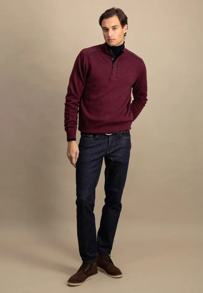 FYNCHHATTON Sweater With A Troyer Collar Ruby Redcloud Bluenavylight Gray Men Sweater