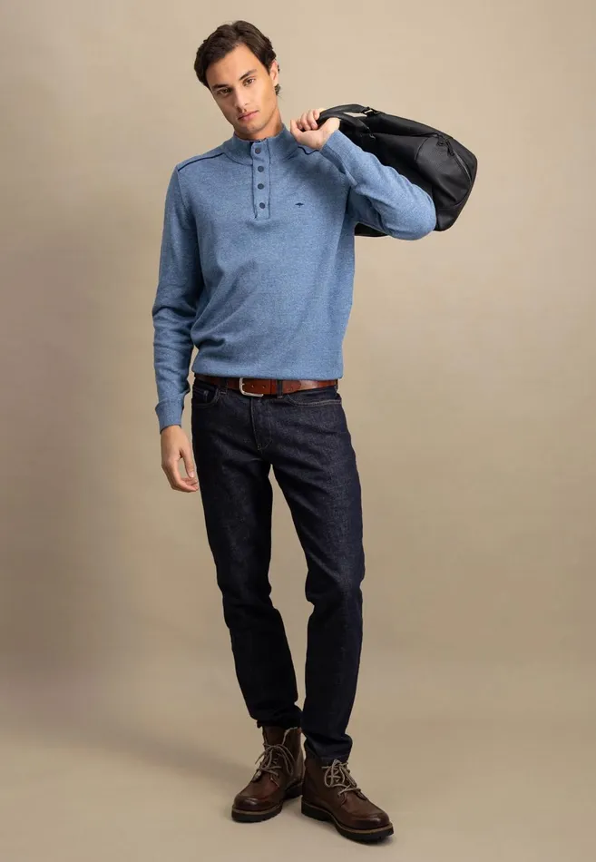 FYNCHHATTON Sweater With A Troyer Collar Ruby Redcloud Bluenavylight Gray Men Sweater