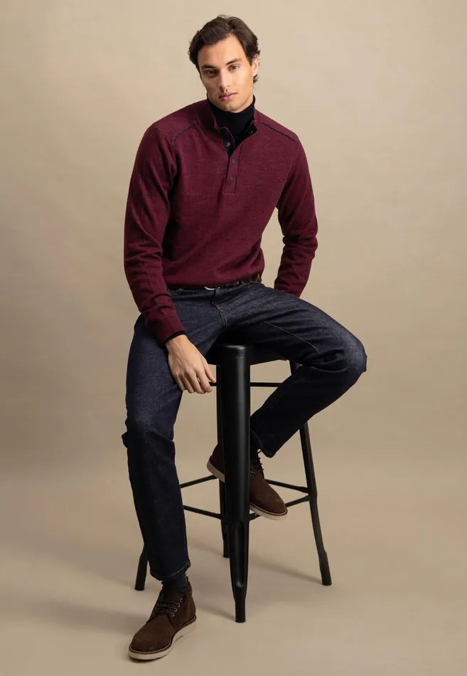 FYNCHHATTON Sweater With A Troyer Collar Ruby Redcloud Bluenavylight Gray Men Sweater