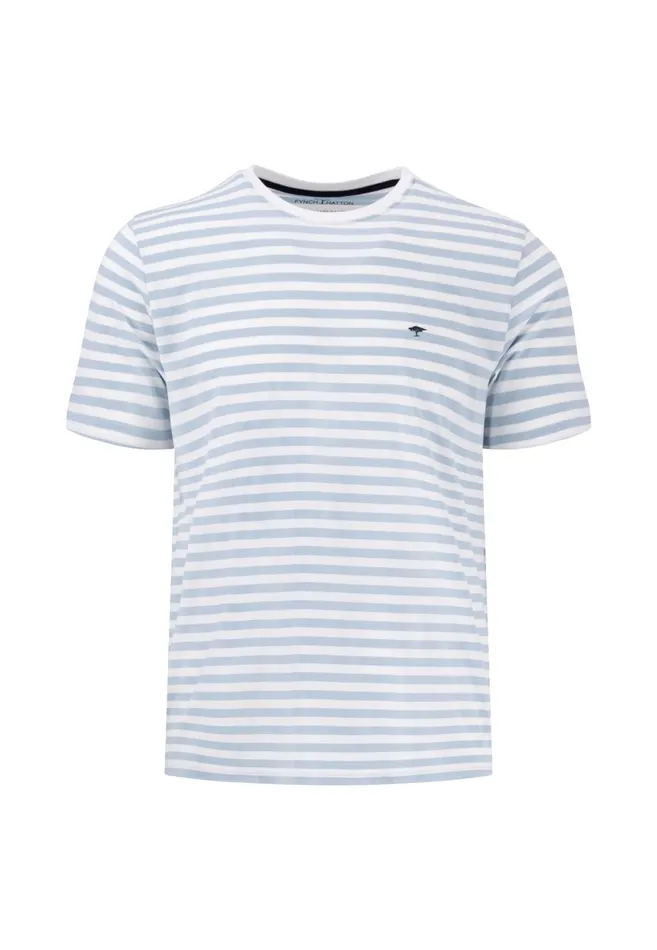 FYNCHHATTON Tshirt In Strip Look And Logodail Summer Breezenavyturf Green Men Tshirts