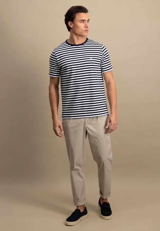 FYNCHHATTON Tshirt In Strip Look And Logodail Summer Breezenavyturf Green Men Tshirts