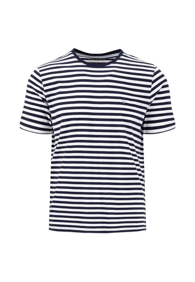 FYNCHHATTON Tshirt In Strip Look And Logodail Summer Breezenavyturf Green Men Tshirts