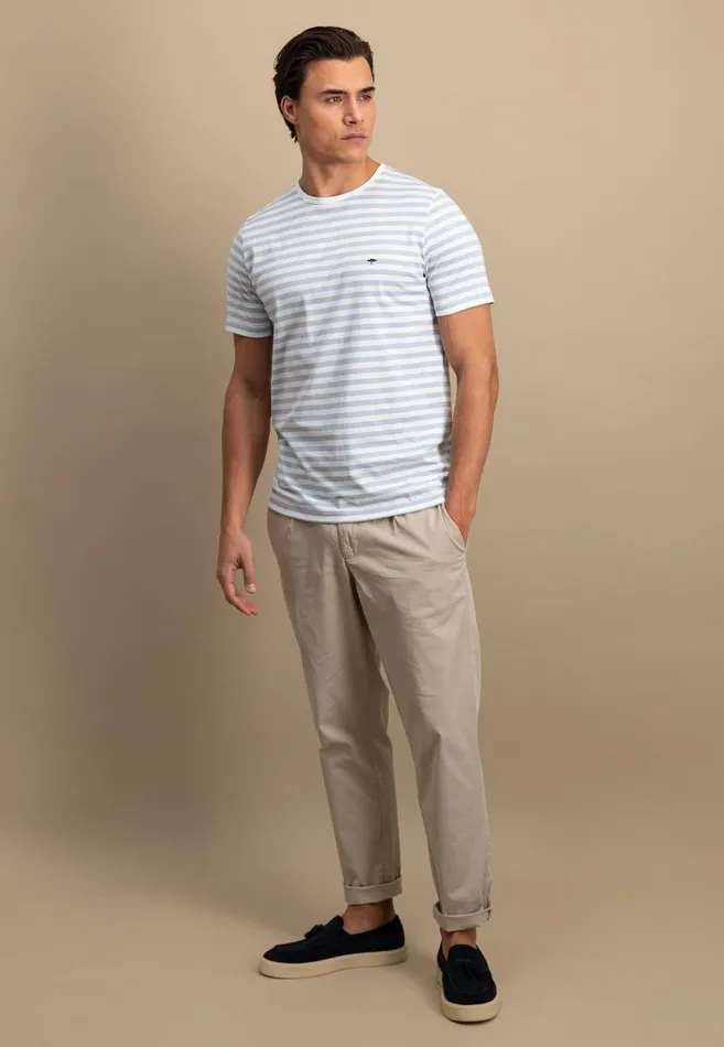 FYNCHHATTON Tshirt In Strip Look And Logodail Summer Breezenavyturf Green Men Tshirts