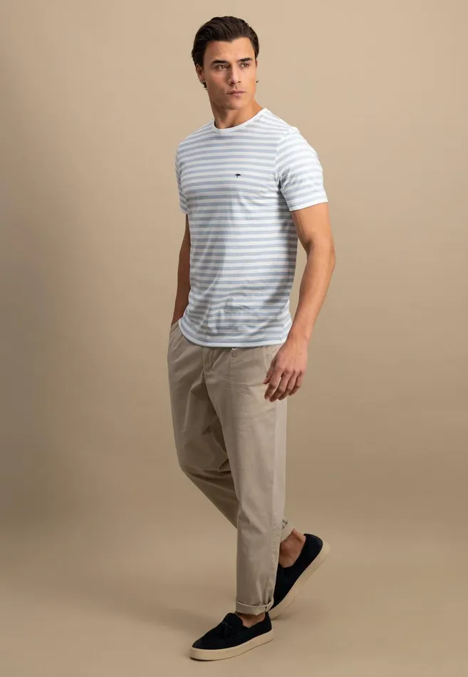 FYNCHHATTON Tshirt In Strip Look And Logodail Summer Breezenavyturf Green Men Tshirts
