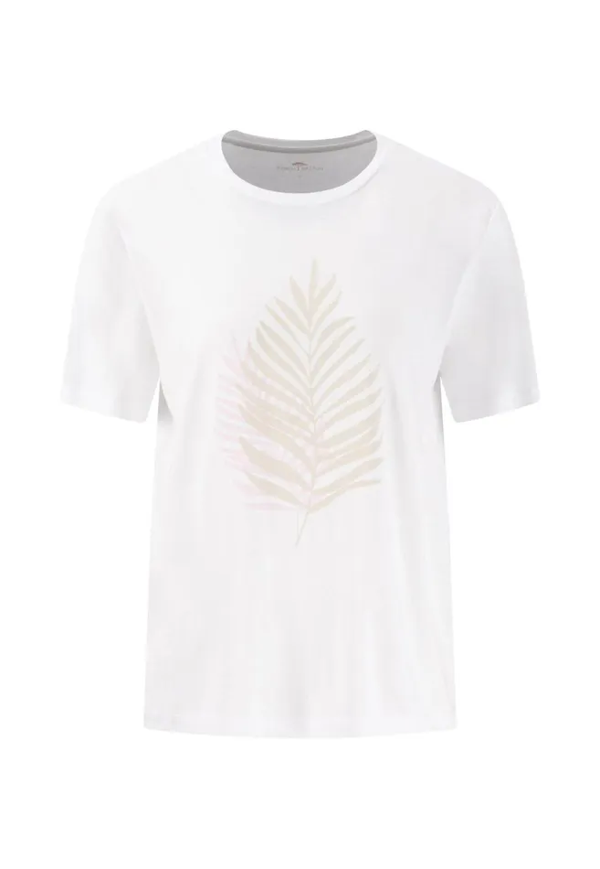 FYNCHHATTON Tshirt With A Circular Neckline And Fernprint White Women Tshirts