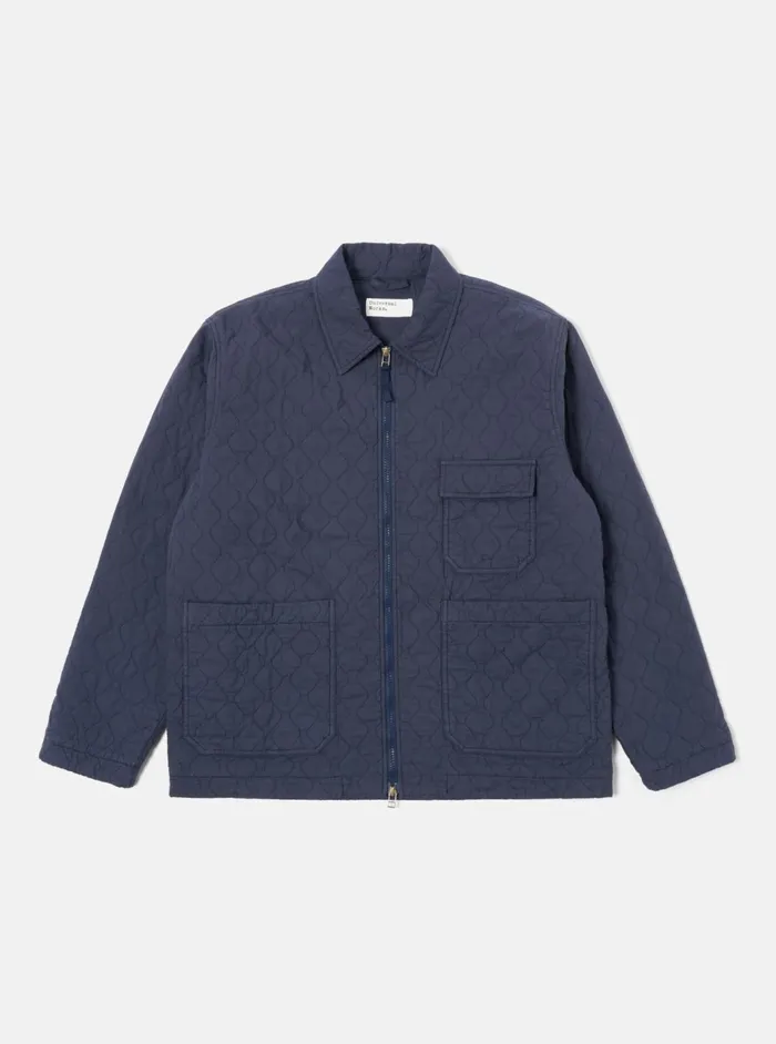 Gower Jacket In Dark Navy Quilt Cotton Men Universal Works Coats and Outerwear