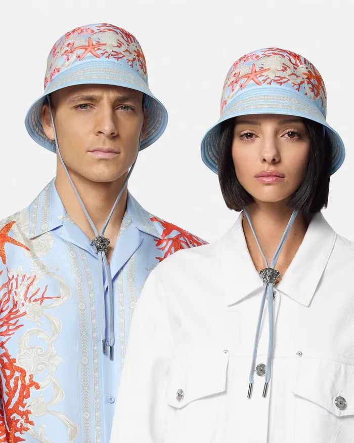 Hats and Caps WomenMen Versace Barocco Sea Bucket Hat Blueprint
