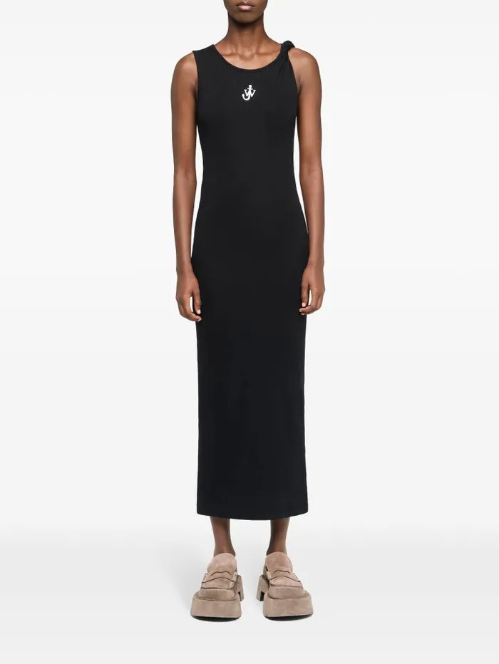 Henrik Vibskov Boutique Anchor Embroidery Twisted Strap Dress 8211 Black Women Tops