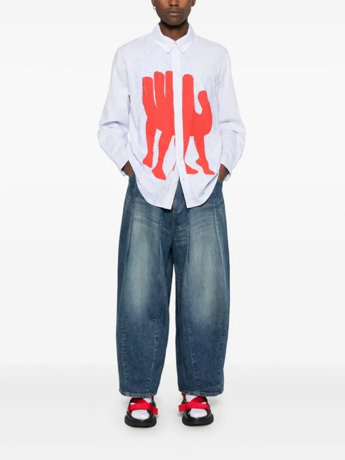 Henrik Vibskov Boutique Block Shirt 8211 White Blue Grid Men Shirts