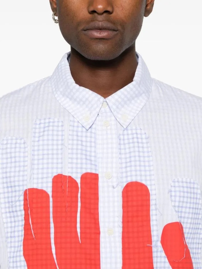 Henrik Vibskov Boutique Block Shirt 8211 White Blue Grid Men Shirts