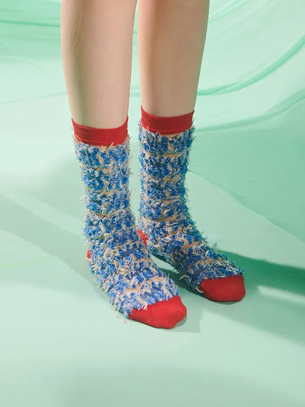 Henrik Vibskov Boutique Hairy Handsome Chair Socks Femme 8211 Blue Hairy Chair Women Socks