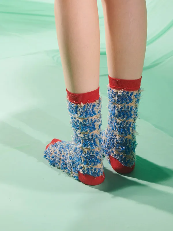Henrik Vibskov Boutique Hairy Handsome Chair Socks Femme 8211 Blue Hairy Chair Women Socks