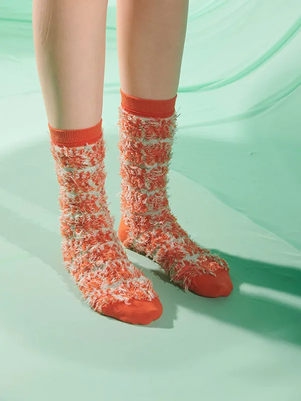 Henrik Vibskov Boutique Hairy Handsome Chair Socks Femme 8211 Orange Hairy Chair Women Socks