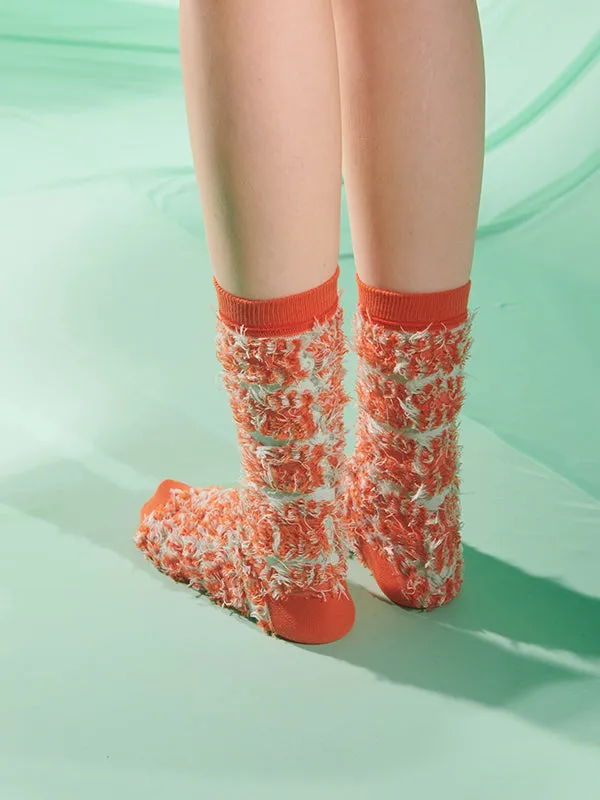 Henrik Vibskov Boutique Hairy Handsome Chair Socks Femme 8211 Orange Hairy Chair Women Socks