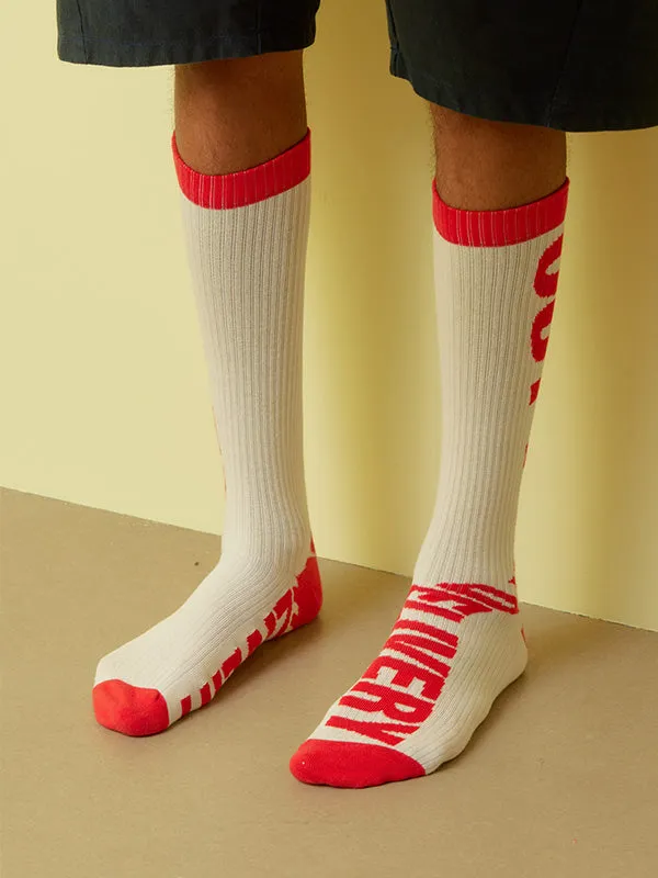 Henrik Vibskov Boutique Out For Delivery Socks Homme 8211 Off White OFD Red Men Socks