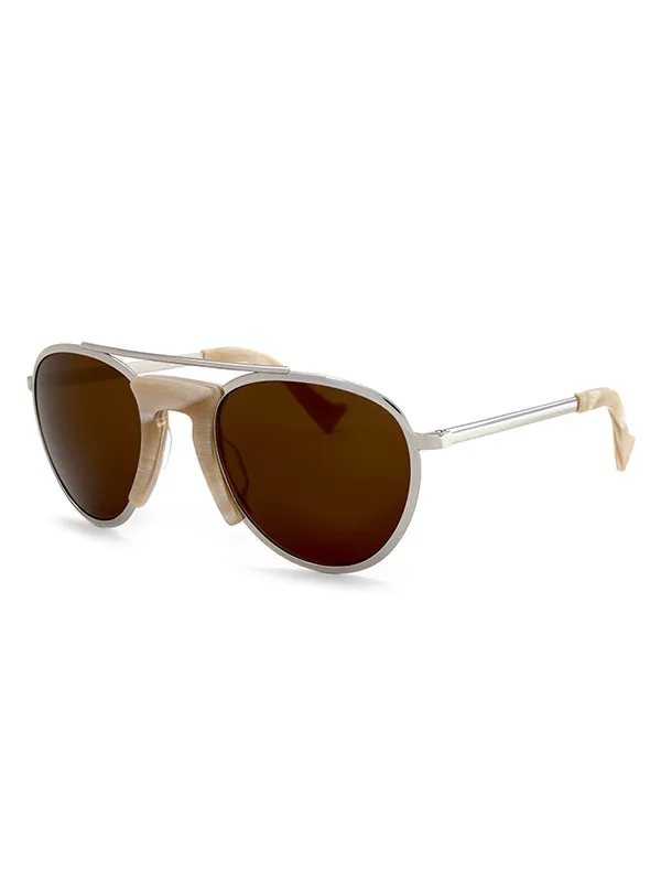 Henrik Vibskov Boutique Pete039s Hotel 8211 SilverBrown Men Sunglasses