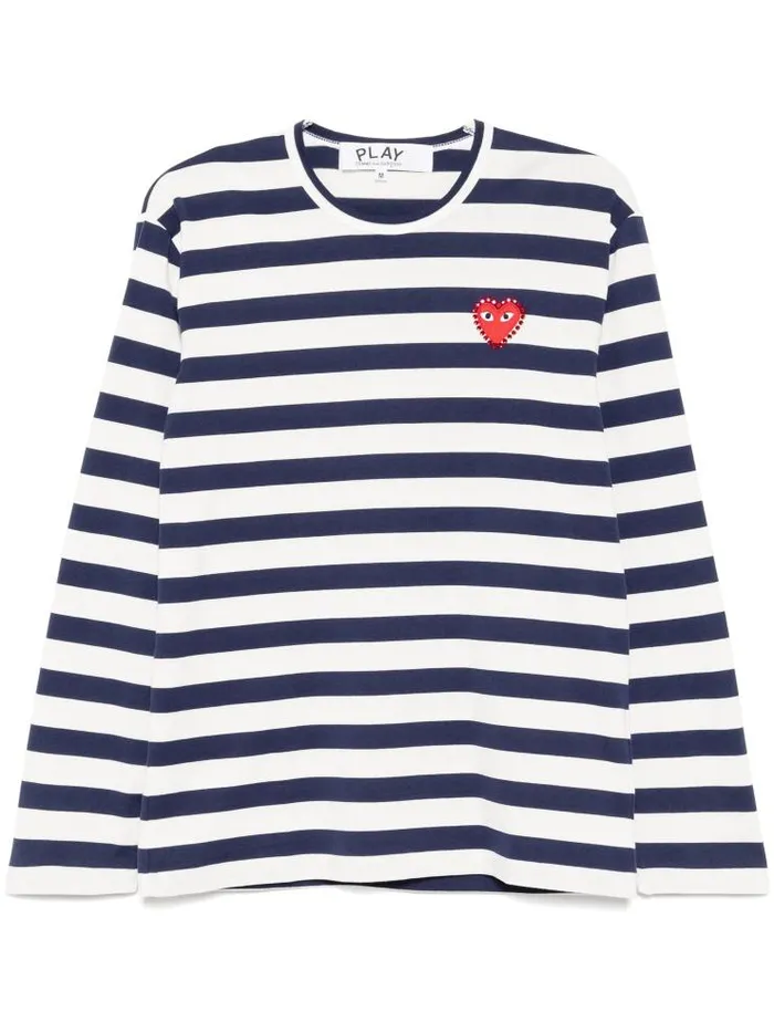 Henrik Vibskov Boutique Rhinestone Red Heart Striped TShirt 8211 Navy Men Tops Henrik Vibskov Boutique Rhinestone Red Heart Striped TShirt 8211 Navy Men Tops