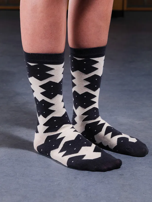 Henrik Vibskov Boutique Solitaire Socks Femme 8211 Black White Solitaire Cross Women Socks
