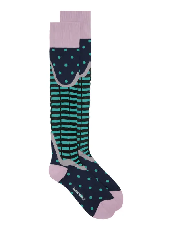Henrik Vibskov Boutique Star Knee Socks Femme 8211 Lavender Black Green Women Socks Henrik Vibskov Boutique Star Knee Socks Femme 8211 Lavender Black Green Women Socks