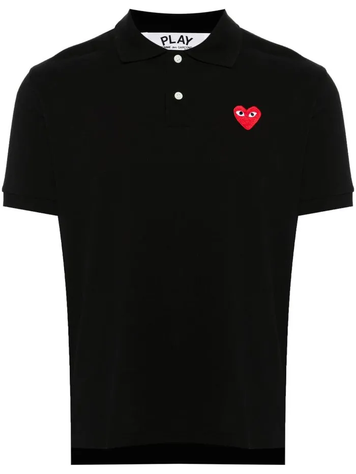 Henrik Vibskov Boutique Unisex Polo Shirt Red Heart 8211 Black Men Shirts