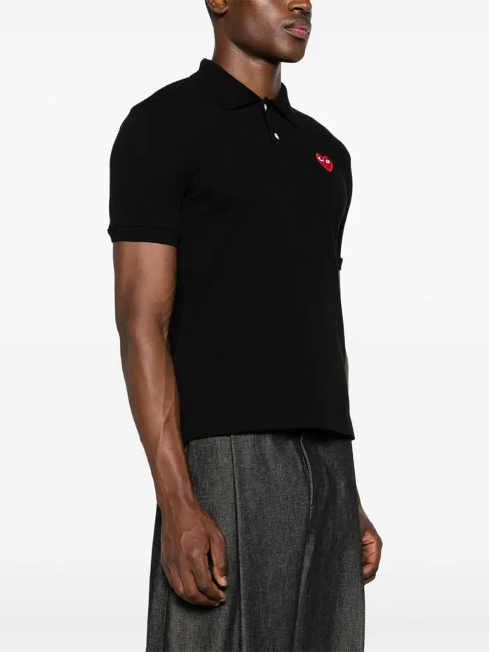 Henrik Vibskov Boutique Unisex Polo Shirt Red Heart 8211 Black Men Shirts