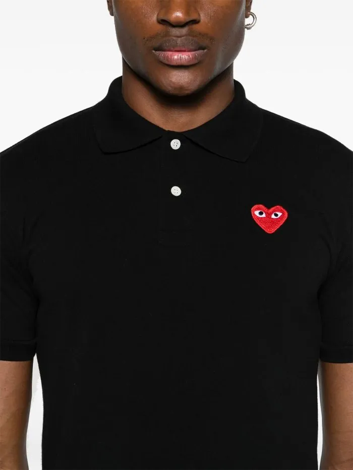 Henrik Vibskov Boutique Unisex Polo Shirt Red Heart 8211 Black Men Shirts