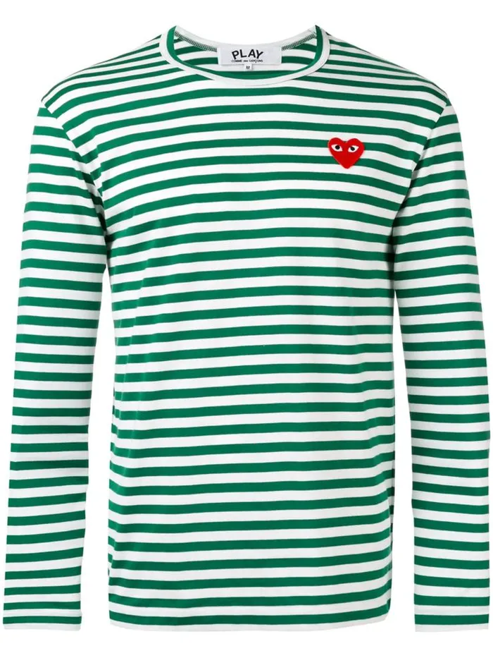 Henrik Vibskov Boutique Unisex Striped Tee Red Heart 8211 Green Men Tops