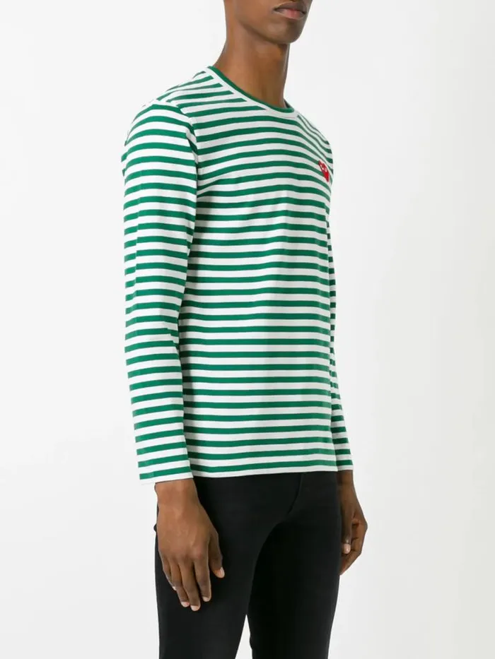 Henrik Vibskov Boutique Unisex Striped Tee Red Heart 8211 Green Men Tops