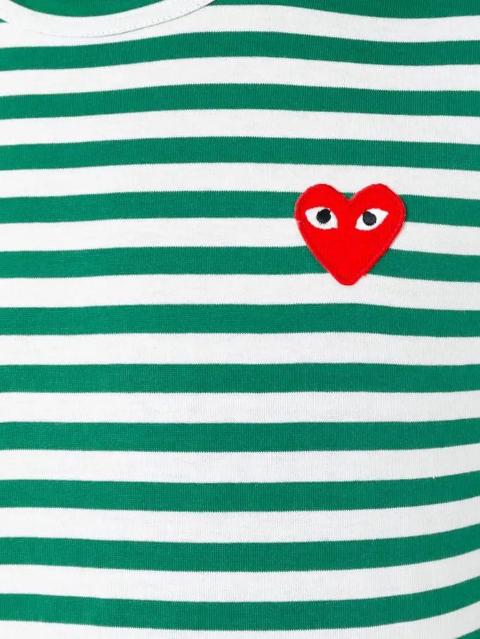 Henrik Vibskov Boutique Unisex Striped Tee Red Heart 8211 Green Men Tops