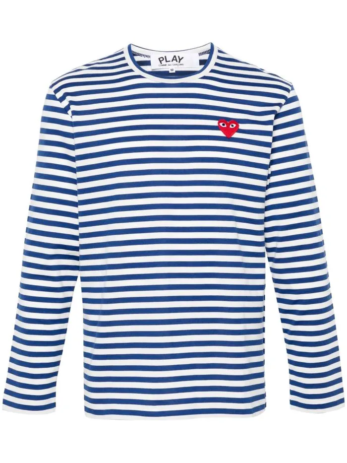 Henrik Vibskov Boutique Unisex Striped Tee Red Heart 8211 Navy Men Tops