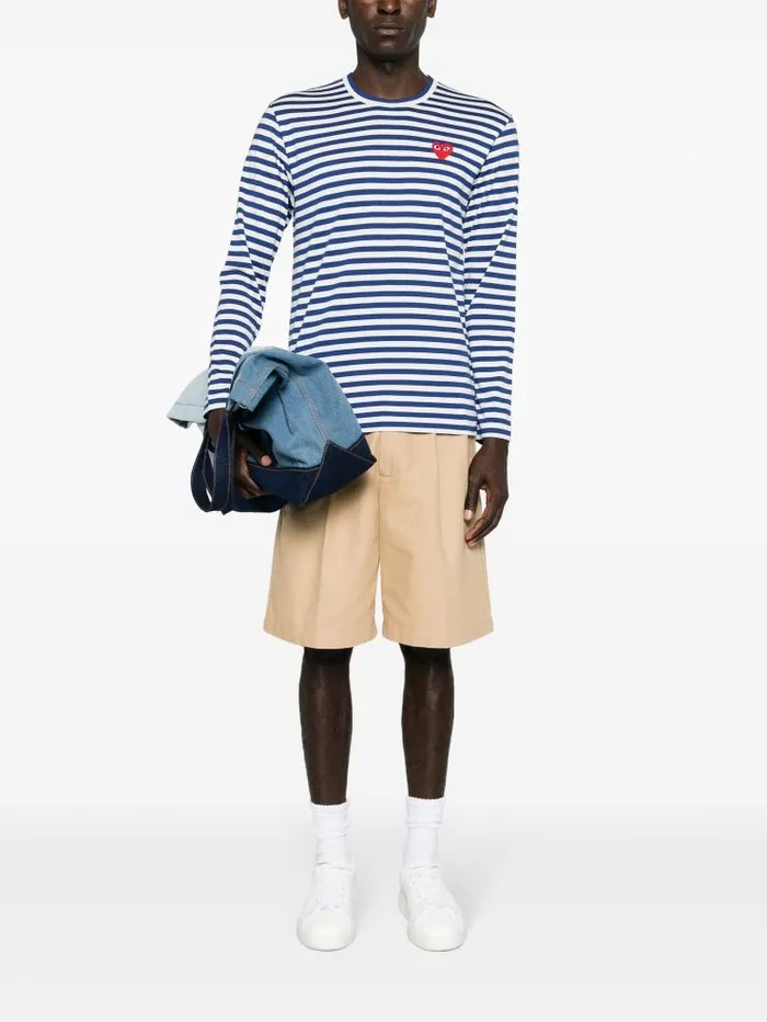 Henrik Vibskov Boutique Unisex Striped Tee Red Heart 8211 Navy Men Tops